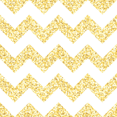 New Year seamless gometric pattern with golden glitter textured zig-zag stripes, vector illustrationのイラスト素材