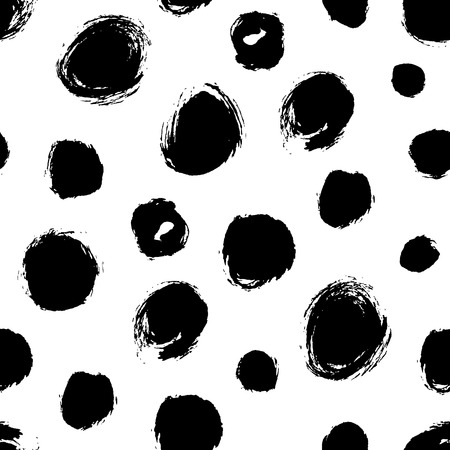 Seamless hand drawn pattern tile with distressed dry brush circles and spots, vector illustrationのイラスト素材