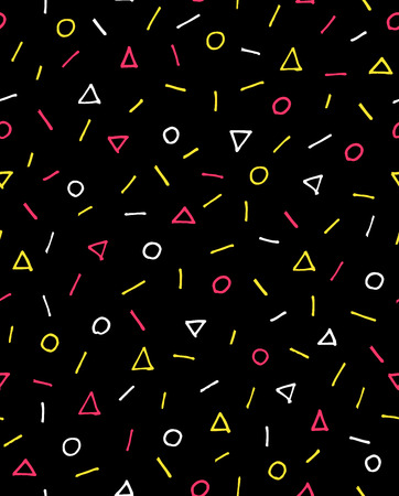 Bright geometric seamless background, 80s, 90s style, vector illustrationのイラスト素材