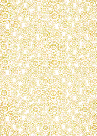 Gold foil background with decorative doodle pattern. Analog illustration.の写真素材