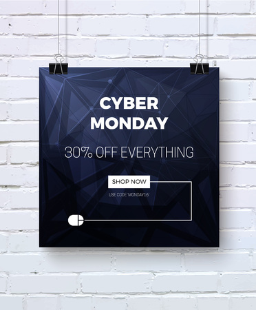 Cyber monday concept design for banner, flyer and advertisement, vector illustration.のイラスト素材
