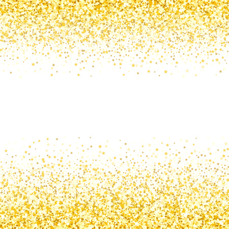 Gold glitter background. Golden sparkles on white background. Vector illustration.のイラスト素材