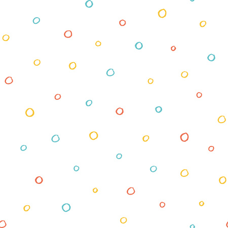 Seamless multicolored baby vector free hand doodle circle texture, dry brush ink art.のイラスト素材