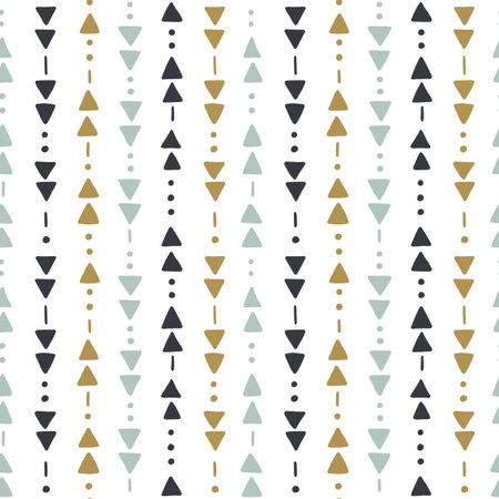 Seamless hand drawn geometric tribal pattern with triangles and dots. Vector navajo design.