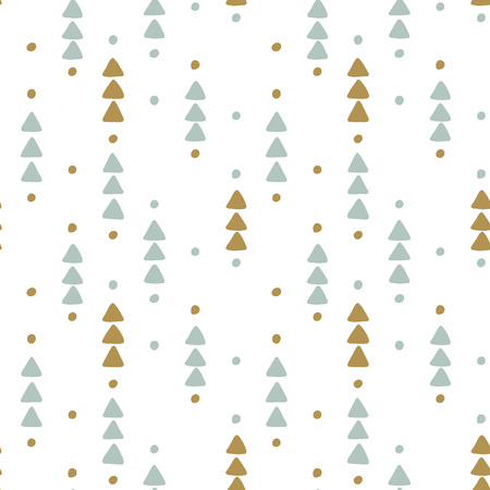 Seamless hand drawn geometric tribal pattern with triangles and dots. Vector navajo design.のイラスト素材