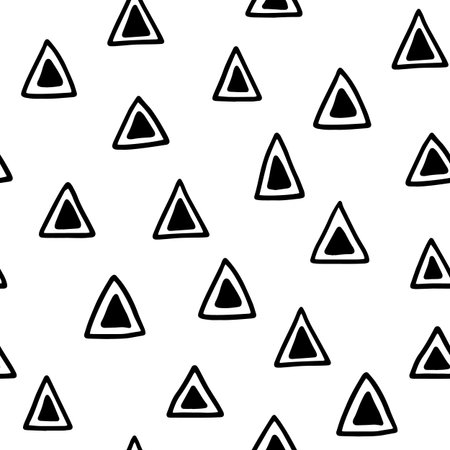 Seamless hand drawn geometric tribal pattern with triangles. Vector navajo design.