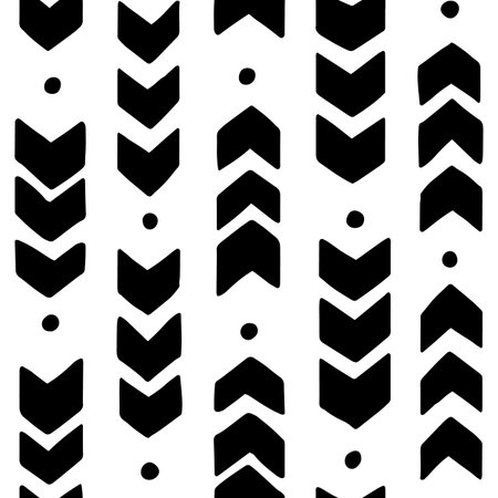 Hand drawn geometric tribal pattern.