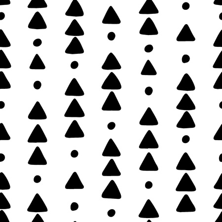 Hand drawn geometric tribal pattern with triangles and dots.のイラスト素材