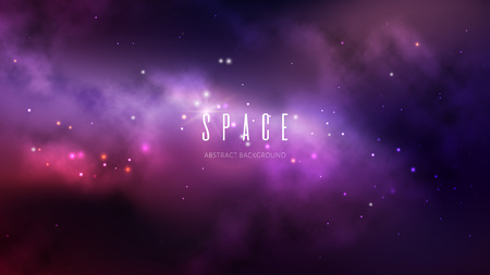 Space background with colorful nebula and bright stars. Vector illustration.のイラスト素材