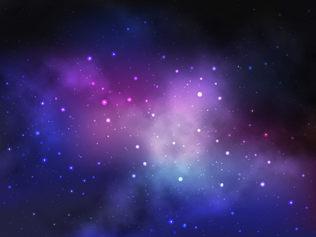 Vector space background with colorful nebula and bright stars.のイラスト素材
