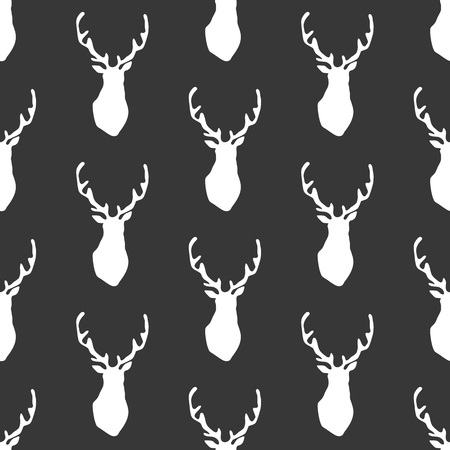 Black and white wrapping paper. Vector seamless geometric pattern with deers.のイラスト素材