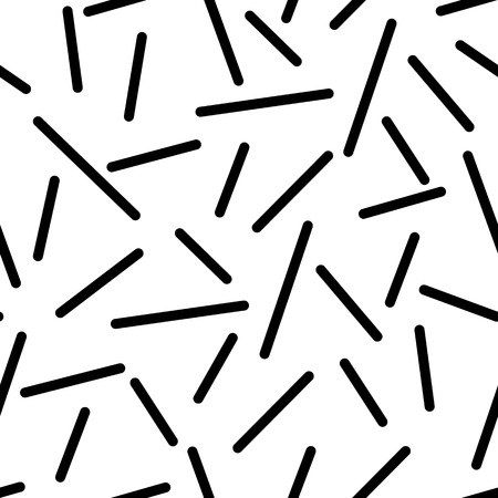 Black and white geometric memphis pattern with irregular lines. 80s and 90s graphic design style. Vector seamless background.のイラスト素材
