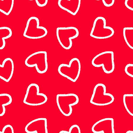 Hand drawn seamless red heart pattern. Valentines day vector background.のイラスト素材