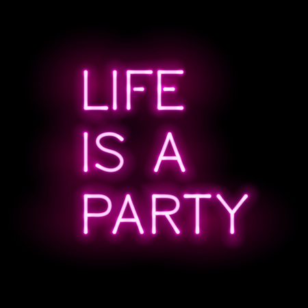 Pink neon party inscription. Summer vector illustration.のイラスト素材