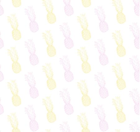 Seamless summer pattern with pineapples. Vector illustration, botanical background.のイラスト素材