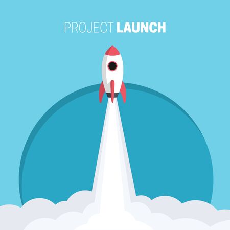 Flat design business startup launch concept, rocket icon. Vector illustration.のイラスト素材