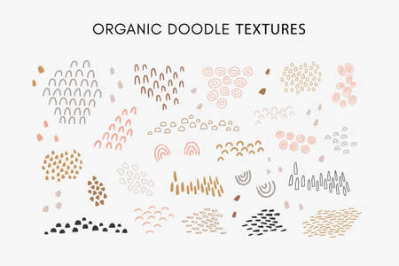 Set of vector hand drawn abstract organic texturesのイラスト素材