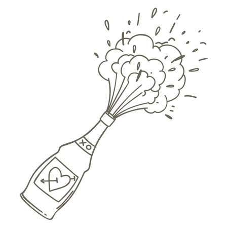 Hand drawn bottle of champagneのイラスト素材