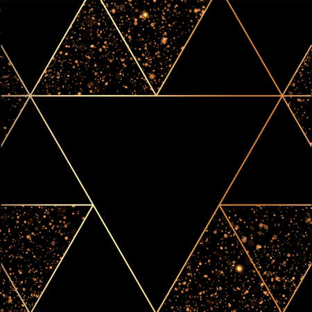 Vector background with black triangles and gold confetti.のイラスト素材