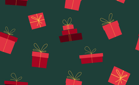 Seamless pattern with red Christmas gift boxes.のイラスト素材
