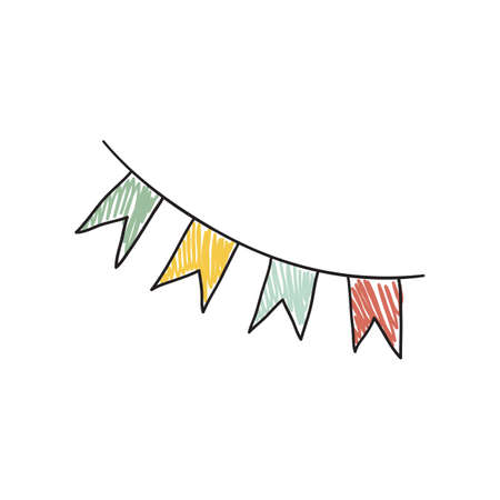 Flag garland cute vector doodle illustrationのイラスト素材