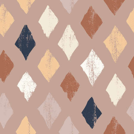 Hand drawn seamless textured pattern with rhombus and diamonds for backgrounds, fabrics and wrapping paper, vector illustrationのイラスト素材