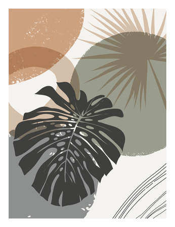 Mid century modern art print. Gallery wall printable art. Boho style interior decor.のイラスト素材