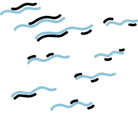 Stylized Waves Illustrated in Elegant Light Blue and Deep Black Colors for Art Enthusiastsのイラスト素材