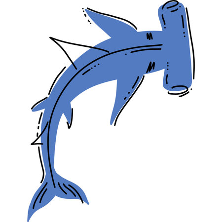 This is an illustrated representation of a Blue Hammerhead Shark in a creative styleのイラスト素材