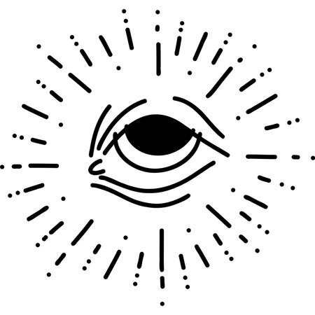 The AllSeeing Eye Symbol with Radiating Lines showcases a captivating Spiritual Design Artのイラスト素材