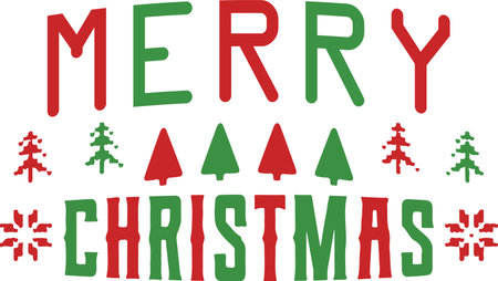 Merry Christmas and Happy New Year in spruce and snowflakesのイラスト素材