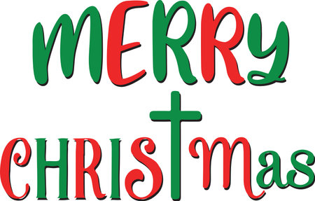 Merry Christmas in german language with a red, green and blue textのイラスト素材