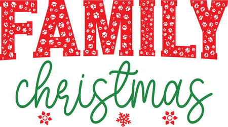 Family Christmas card. Vector illustration. Isolated on white background.のイラスト素材