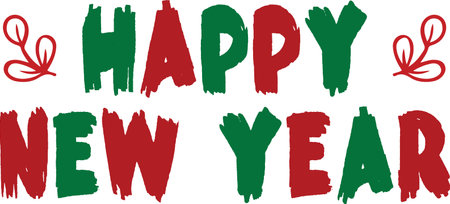 Happy New Year text sign illustration on white background. Print for t-shirt.のイラスト素材