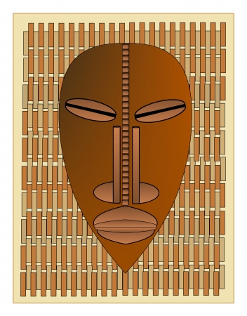 African tribal mask on a background of a woven matの写真素材