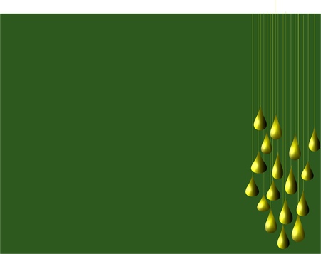 An illustration of golden pears hanging on the right of a dark green backgroundの写真素材