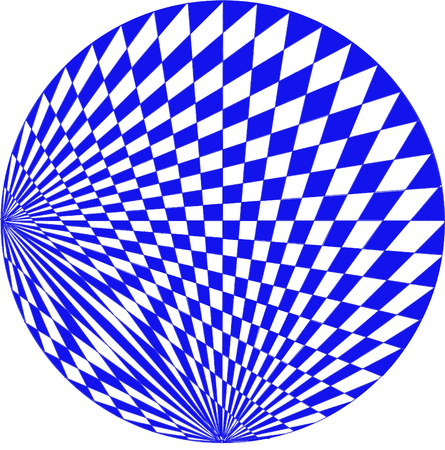 A circular graphic illustration creating patterns from two separate perspectivesの写真素材