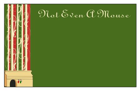 A border sheet showing a darkened mouse hole in a baseboard, two tiny Christmas stockings, and a line from a poem all on a green backgroundの写真素材