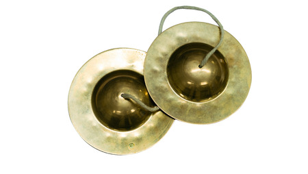 This is a Thai cymbals Musical instrument isolated on white.の写真素材