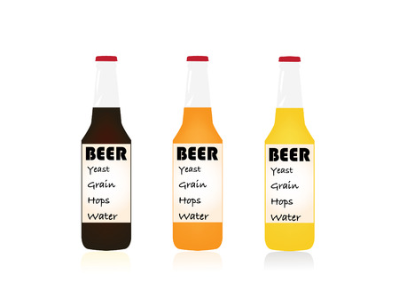 beer bottles set (Stout, Lager, Ale) isolated vector illustrationのイラスト素材