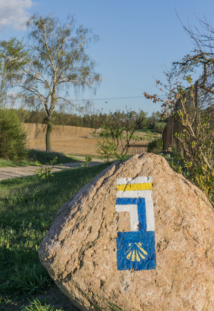 Pilgrim sign Camino de Santiago Tourist signs Polandの写真素材