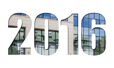 Number 2016 on a white background for calendar, business annual report, book cover, flyer, posterの写真素材