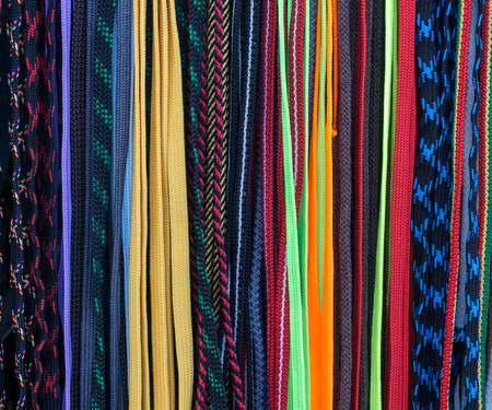Multicolored shoelaces, Colorful shoelace backgroundの写真素材