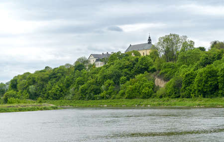 Panorama of Bug River and Castle Hill in Drohiczyn one of the oldest town in Poland, Europeのeditorial素材