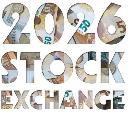 2026 Stock Exchange with the texture of Euros, European money, Business or Finance concept