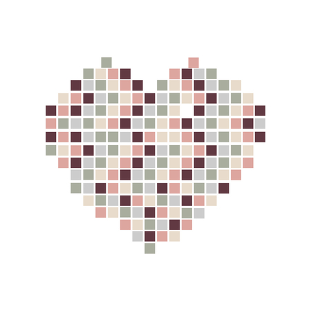 Heart symbol made of colorful square on white background.のイラスト素材