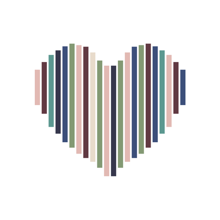 Heart symbol made of colorful stripe on white background.のイラスト素材