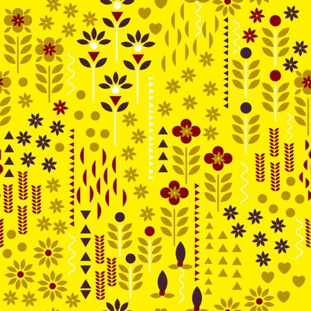 Beautiful retro Vector geometric flower pattern. Seamless cute spring or summer floral pattern....
