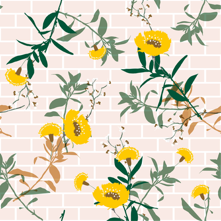 Summer and fresh color beautiful blooming flower seamless pattern vector following on the wall in pastel mood color for fashion fabric and all prints のイラスト素材