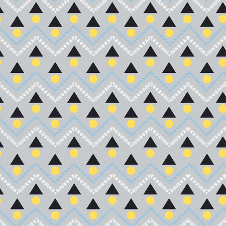 Modern Vector seamless pattern. Abstract background with geometric and zig zag line. Freshing color texture on light grey backgroundのイラスト素材